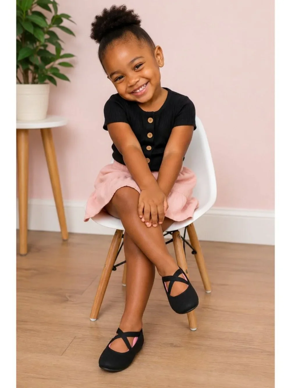 Wonder Nation Infant Size 7 Flats Criss Cross Straps Black Ballet Style Shoes
